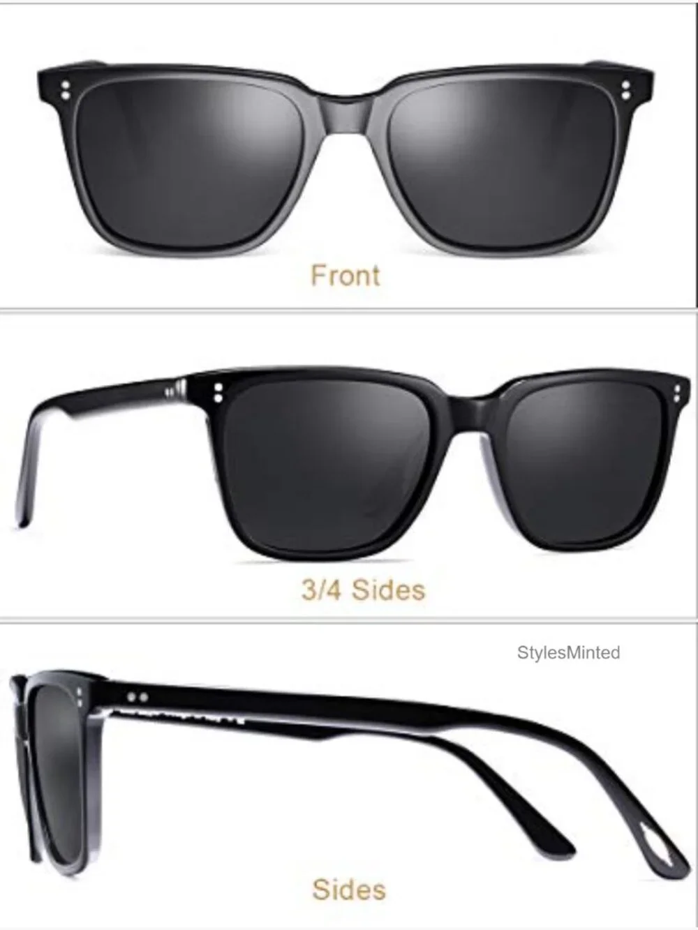 Polarized Square Acetate Sunglasses for Men with UV400 Protection